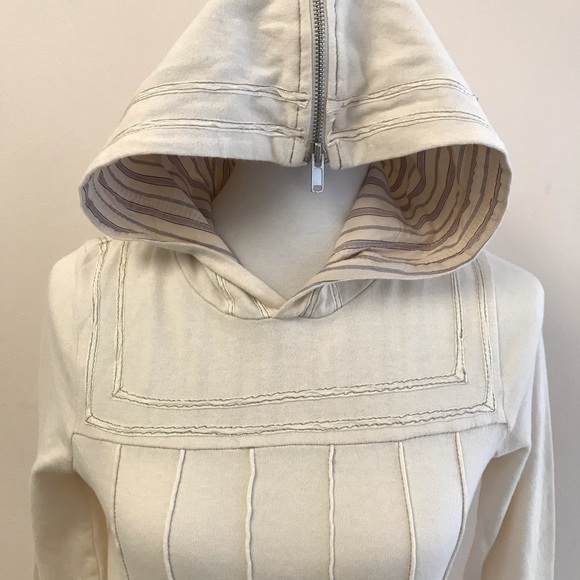 MARC JACOBS STRIPED CREAM ZIPPER HOODIE SWEATSHIRT - Picture 2 of 8